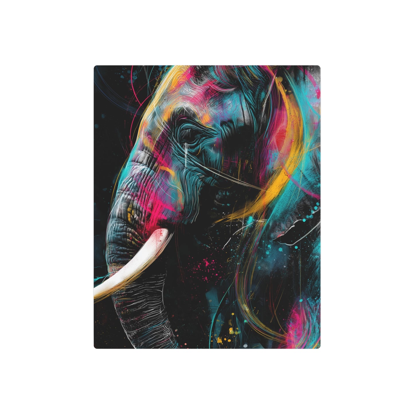 Punk Rock Elephant Graffiti Art Metal Wall Sign - Metal Wall Art Print