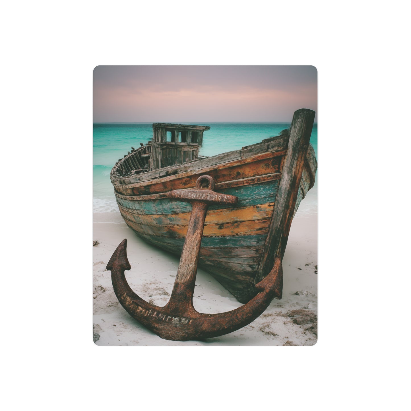Rustic Anchor Boat Photography Metal Wall Art - Seaside Beach Home Decor