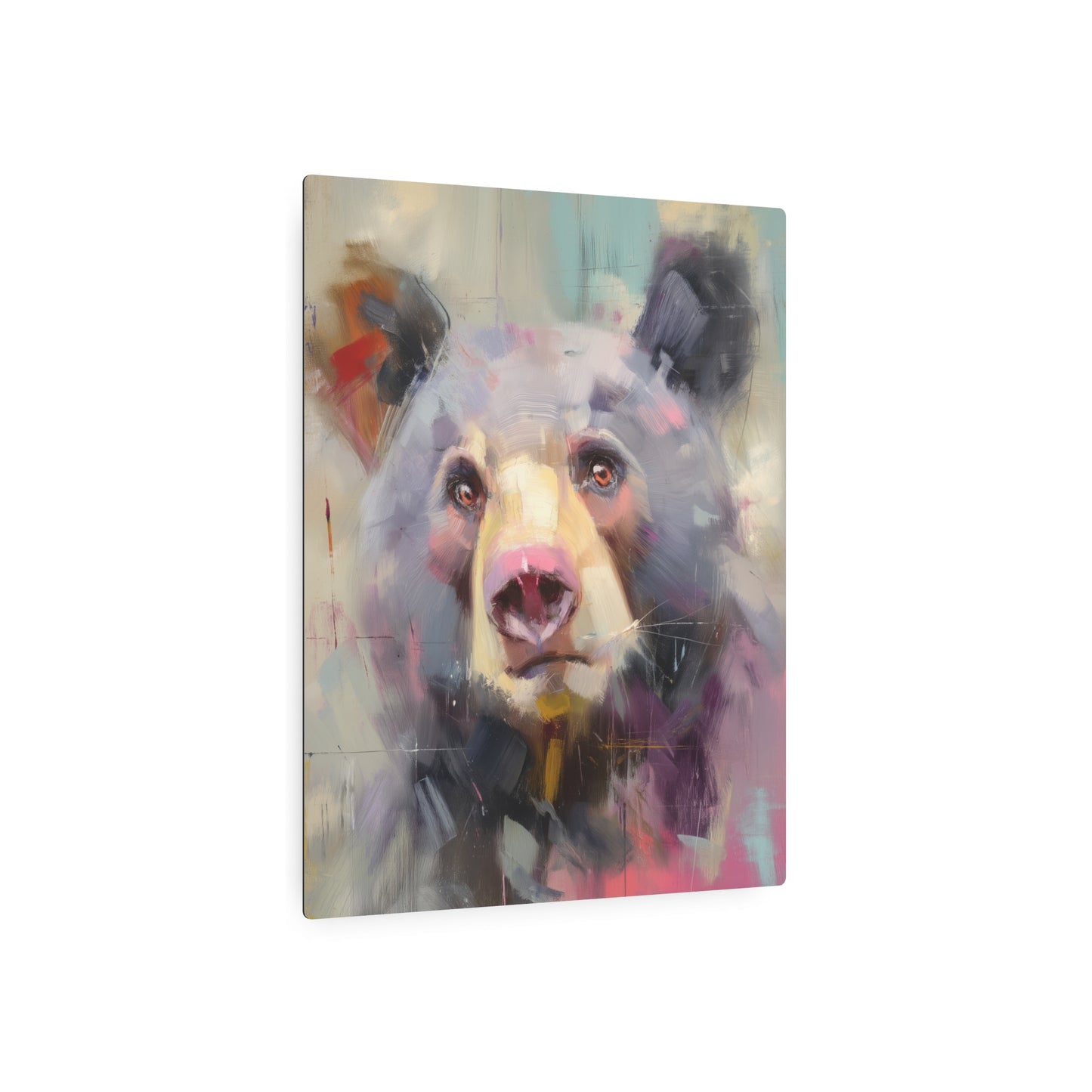 Vibrant Bear Portrait Metal Wall Art | Peter Wileman Inspired Design