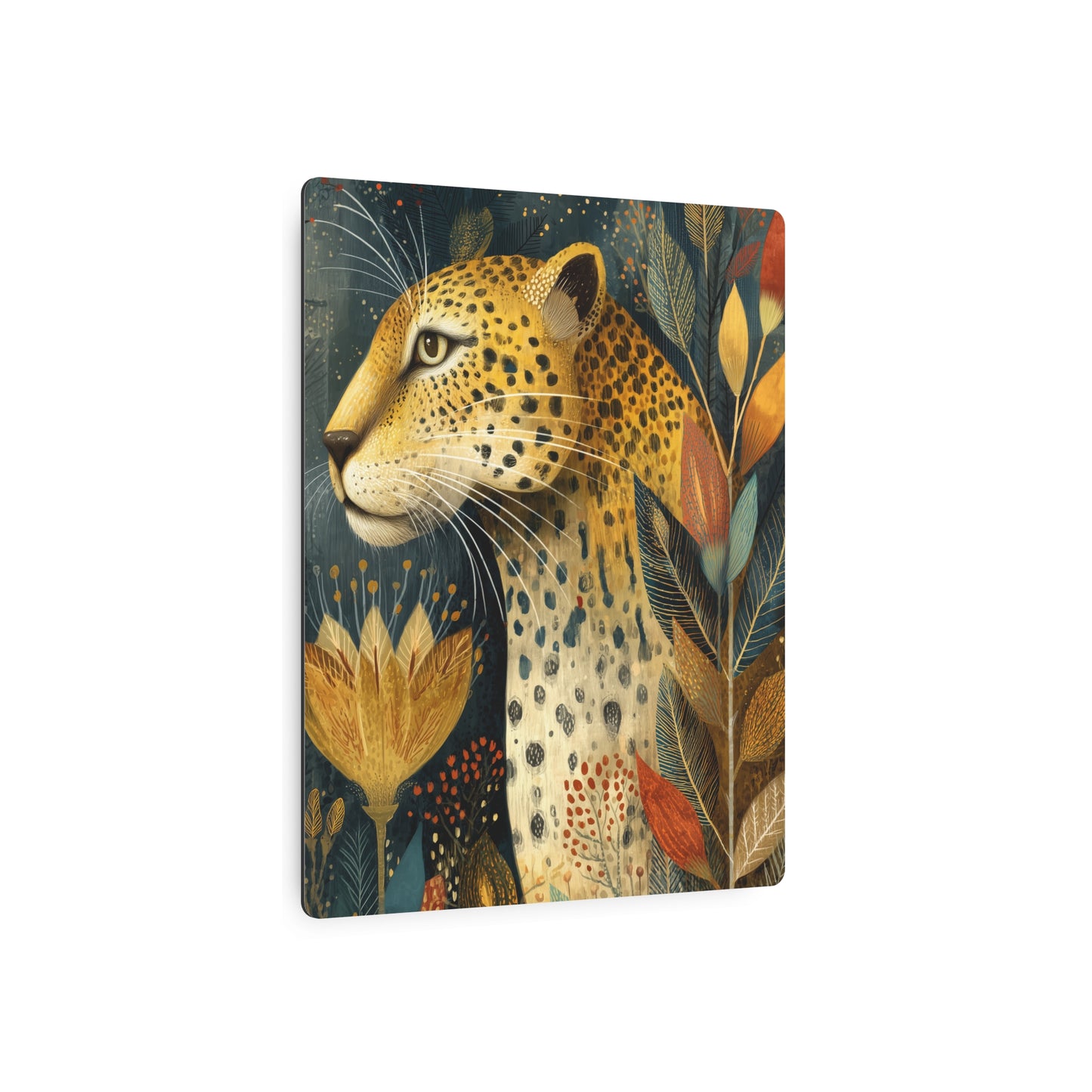 Vintage Leopard Metal Wall Art, Victorian Wildlife & Foliage