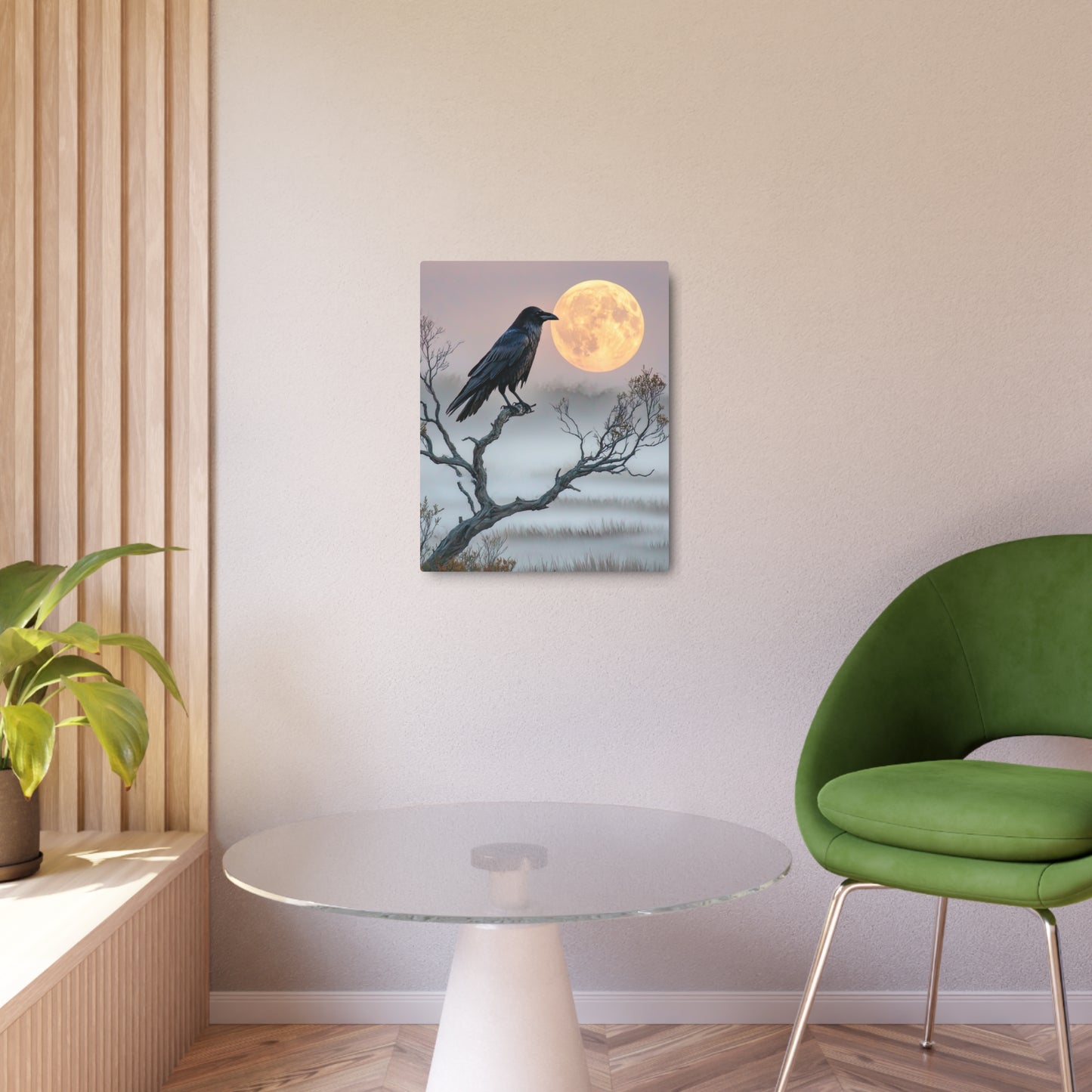 Mystical Raven & Moon Metal Wall Art for Enchanting Home Decor