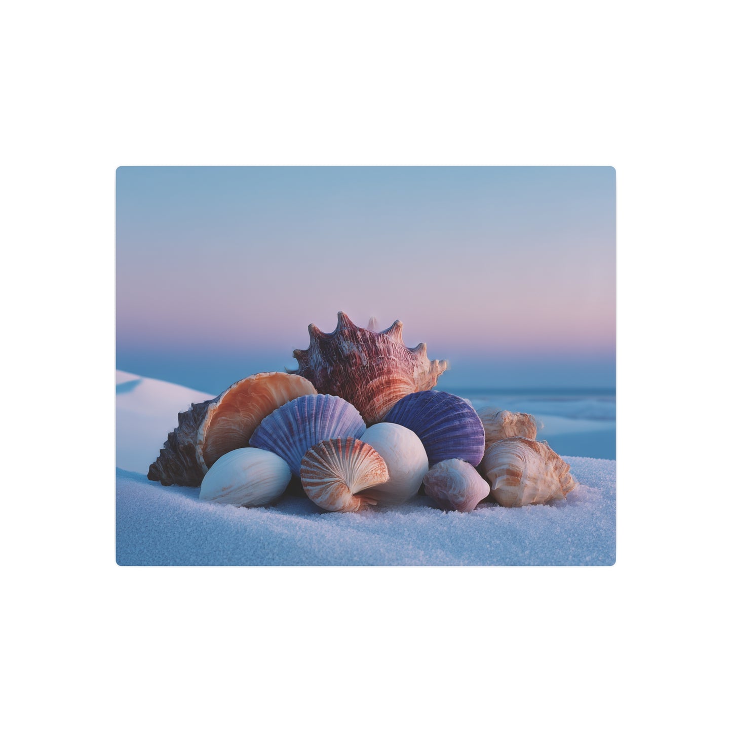 Minimalist Metal Wall Art Seashells, Beach Decor Prints, Coastal-Inspired Seashell Decor - Metal Wall Art Print