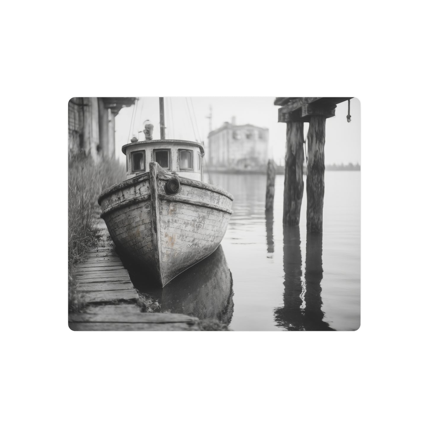 Boat Photography Wall Art, Abandoned Dock Metal Print Old Yacht - Metal Wall Art Print
