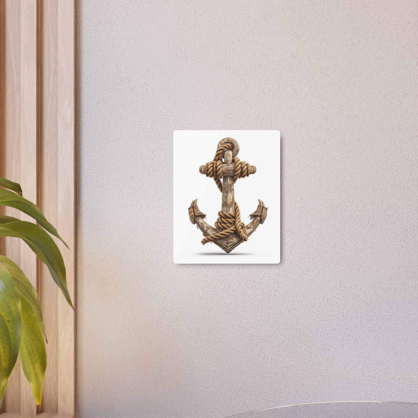 Nautical Chic Metal Wall Art: Traditional Anchor & Rope Design