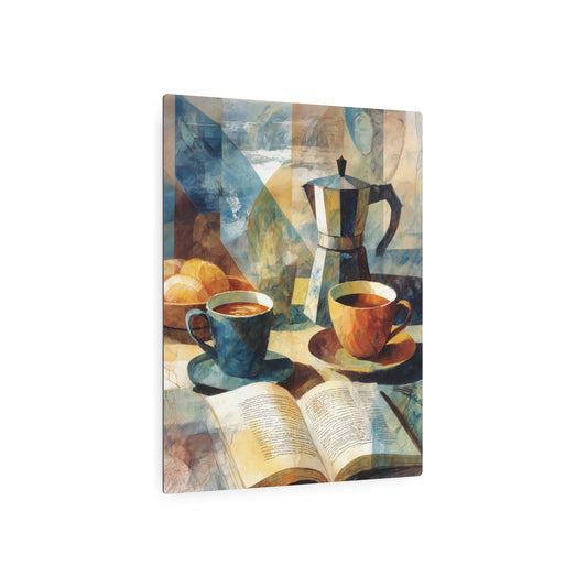 Abstract Metal Wall Art Sign - De Kooning Cubist Inspiration for Coffee - Metal Wall Art Print