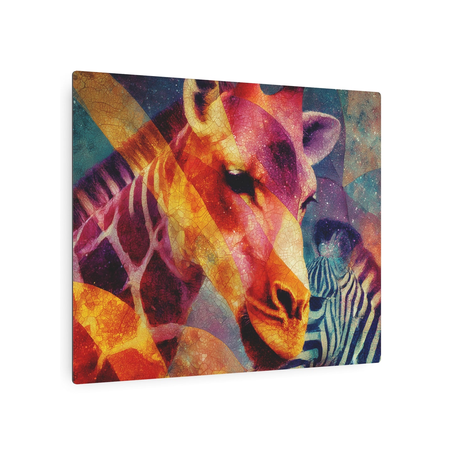 Abstract Wildlife Giraffe in the style of Kazimir Malevich-Style Metal Wall Art