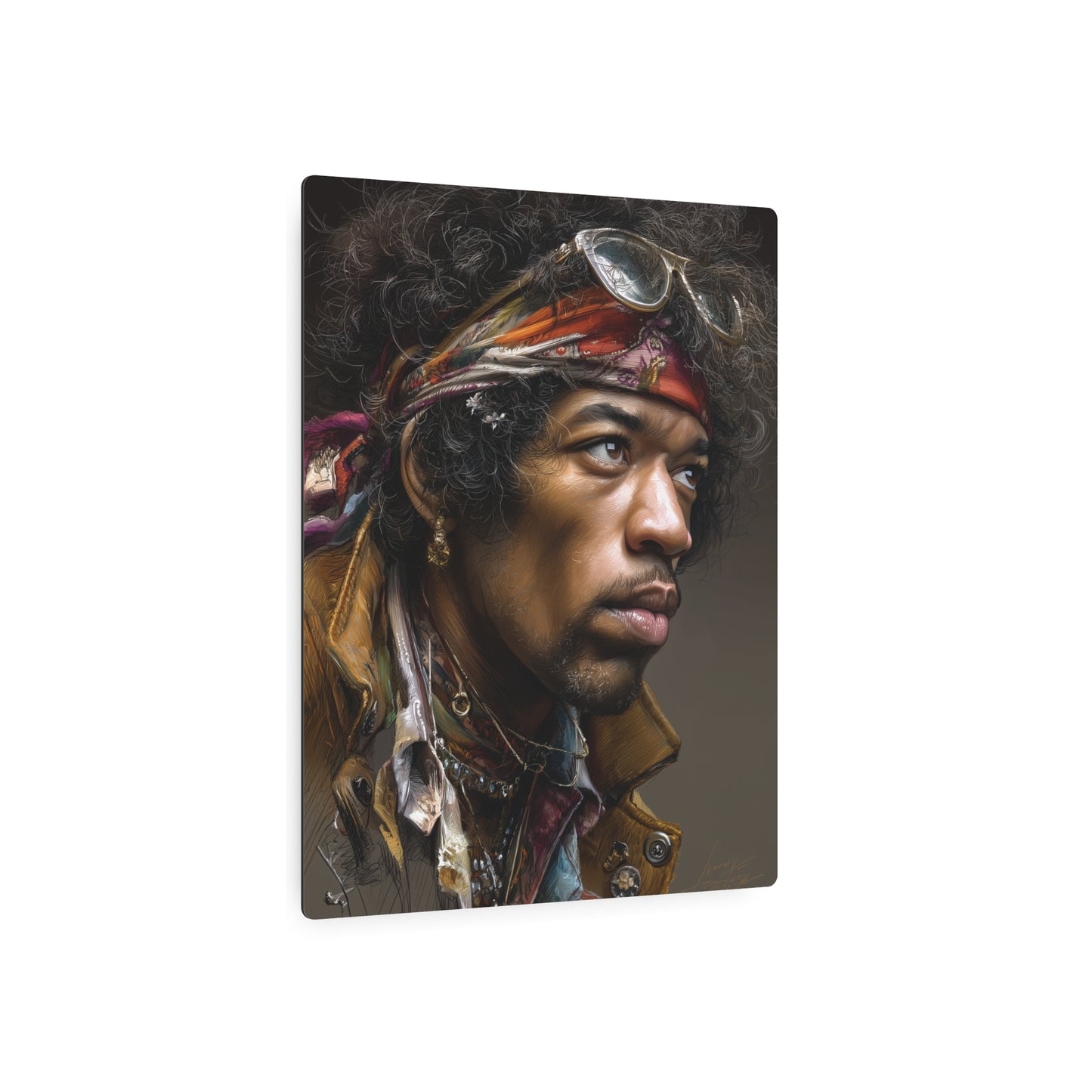 "Jimi Hendrix Legendary Color Side-Pose Metal Wall Art"