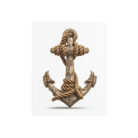 Nautical Chic Metal Wall Art: Traditional Anchor & Rope Design - Metal Wall Art Print