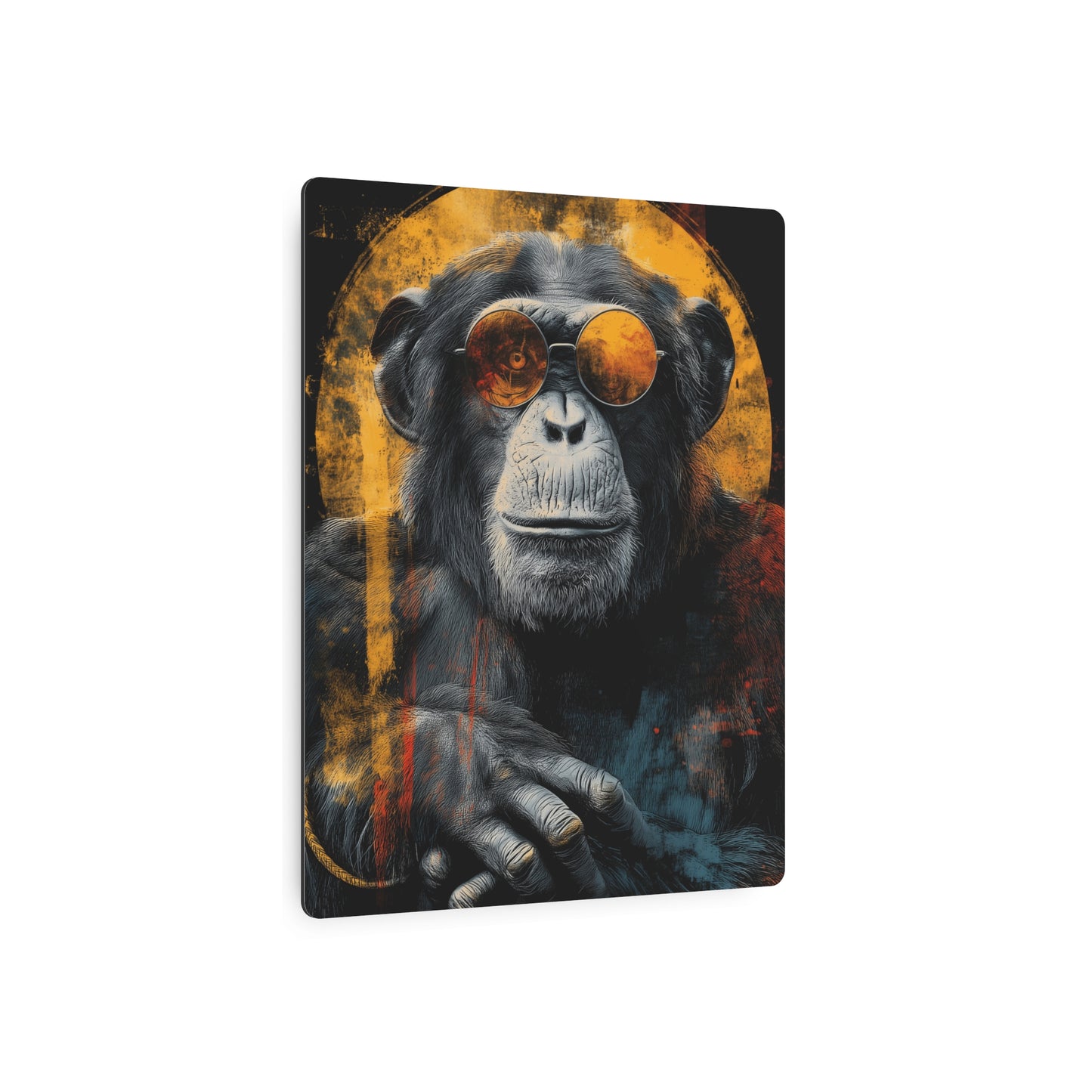Stunning Chimp Silhouette Metal Wall Art with Sunglasses - Vintage Grunge Style Decor