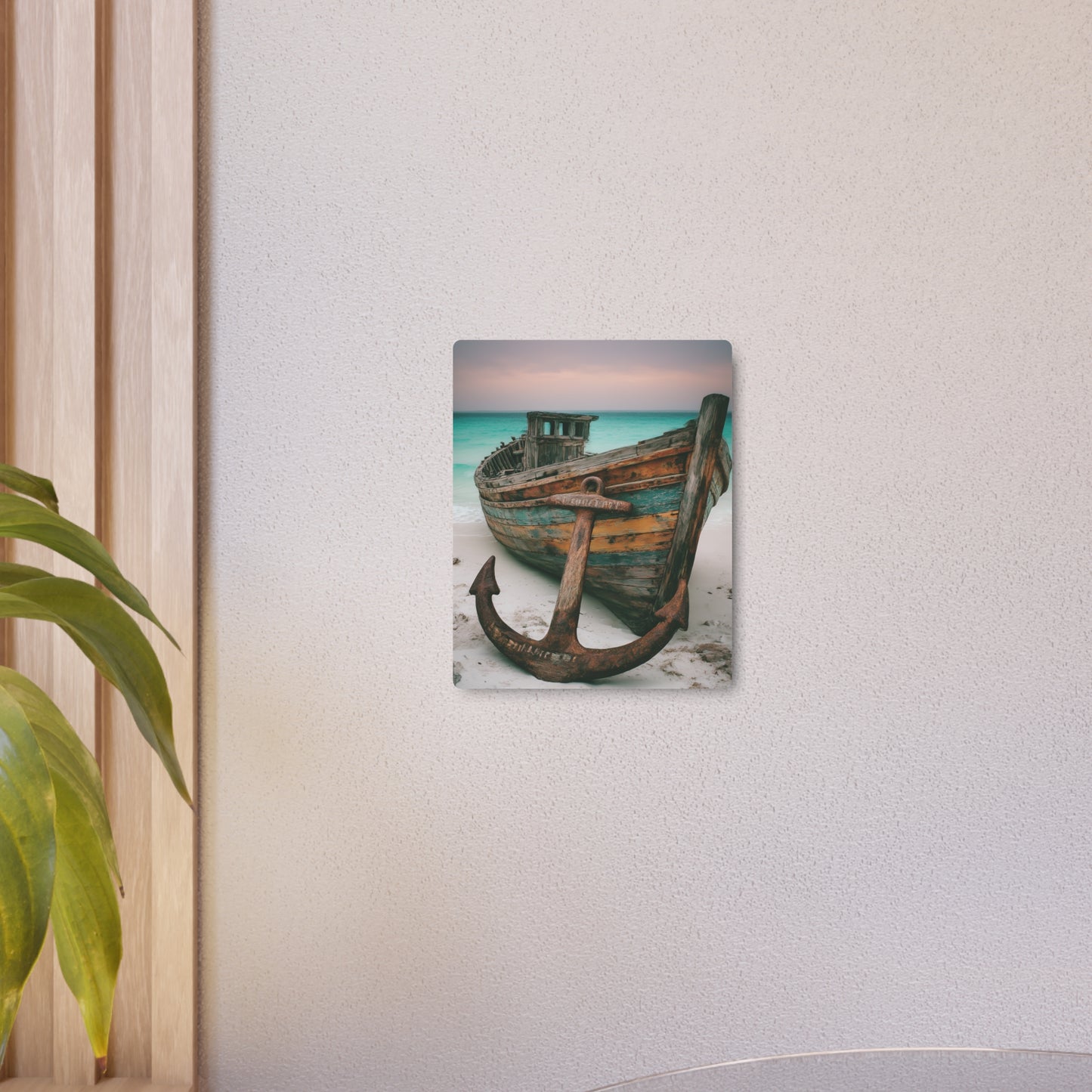 Rustic Anchor Boat Photography Metal Wall Art - Seaside Beach Home Decor