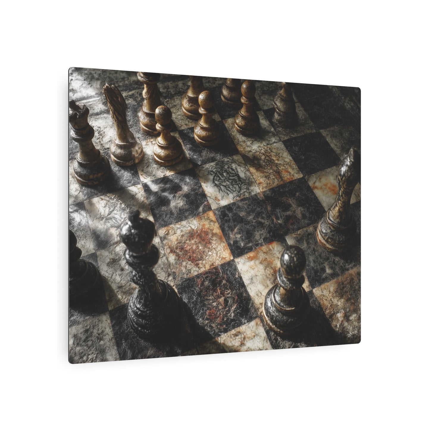 Picasso Style Chess Board Print Wall Art - Dutch Angle Metal Sign