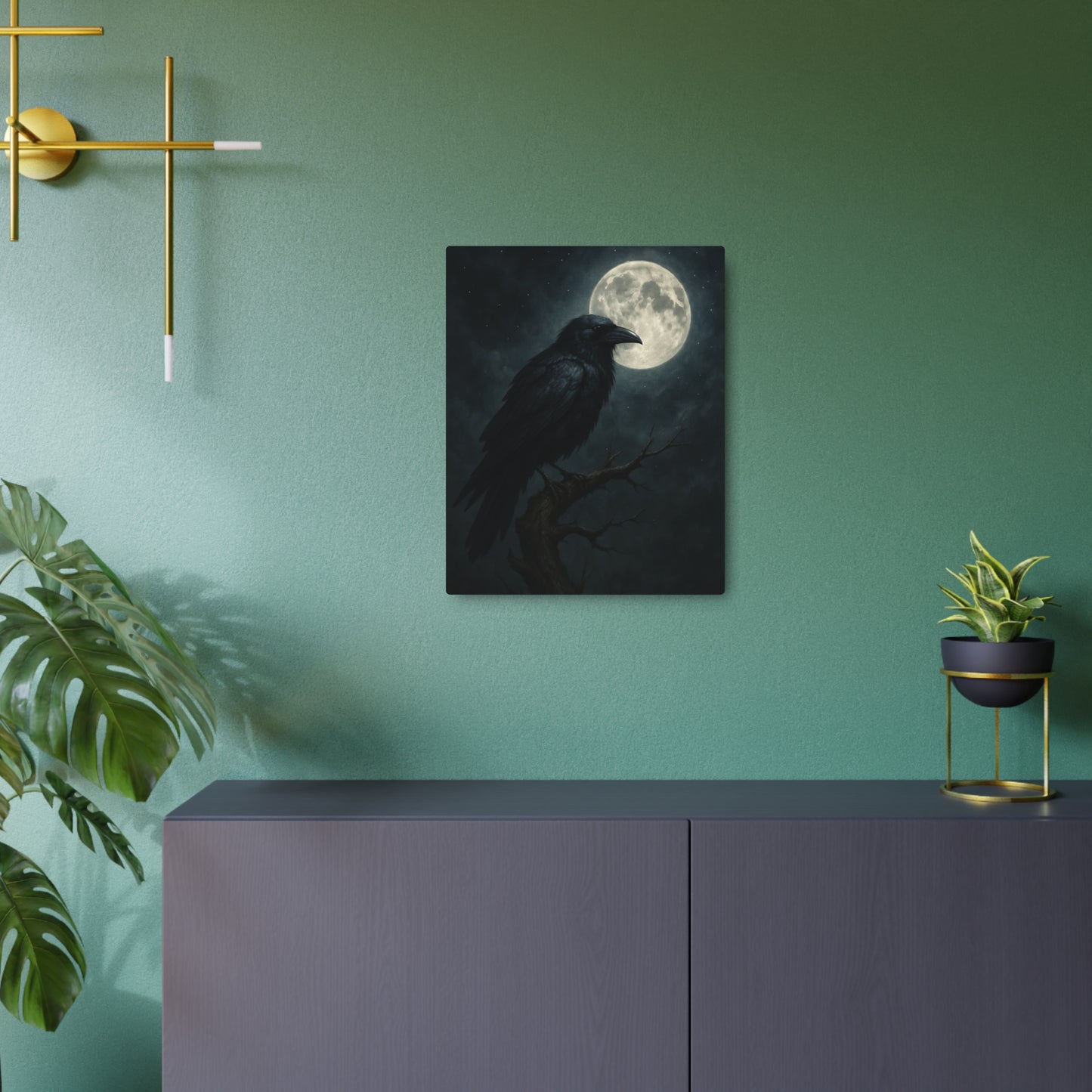 Gothic Crow in Tree Branch Metal Wall Art: Perfect for Home Decor