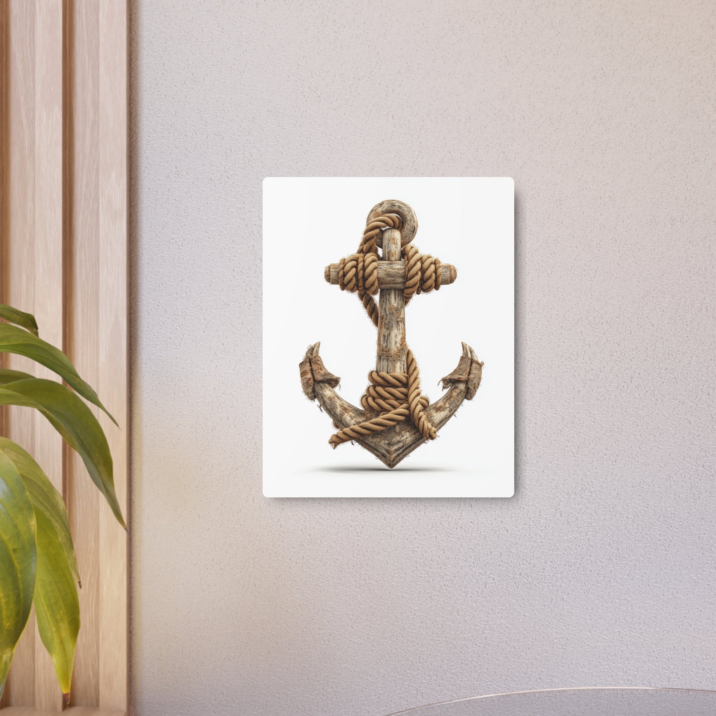 Nautical Chic Metal Wall Art: Traditional Anchor & Rope Design
