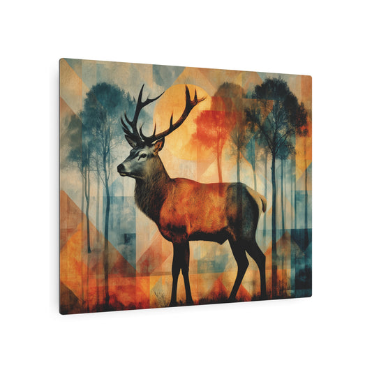 Modernist Stag Metal Wall Art – Malevich Style Wildlife Décor - Metal Wall Art Print