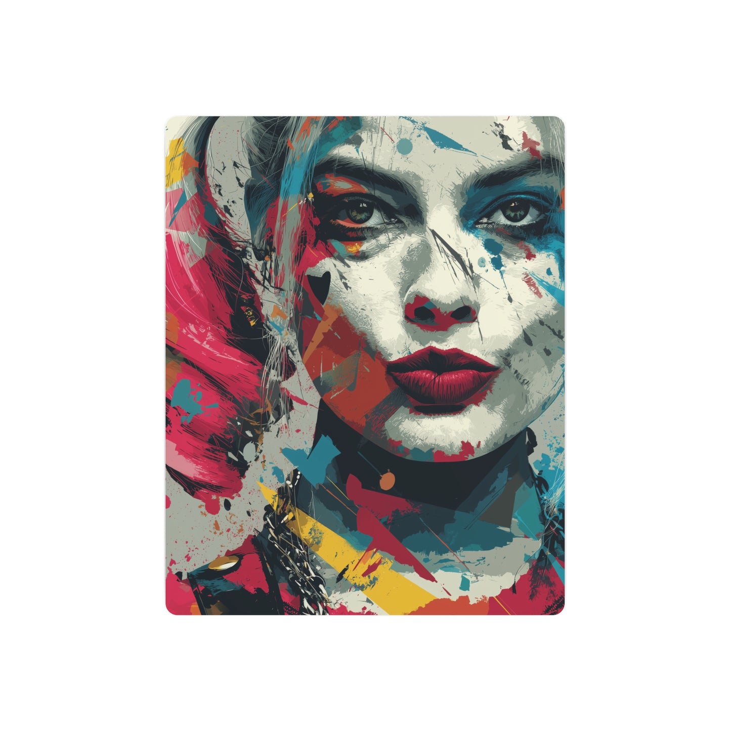 Harley Quinn Closeup Abstract Metal Wall Art - Vibrant & Distinctive Home Decor - Metal Wall Art Print