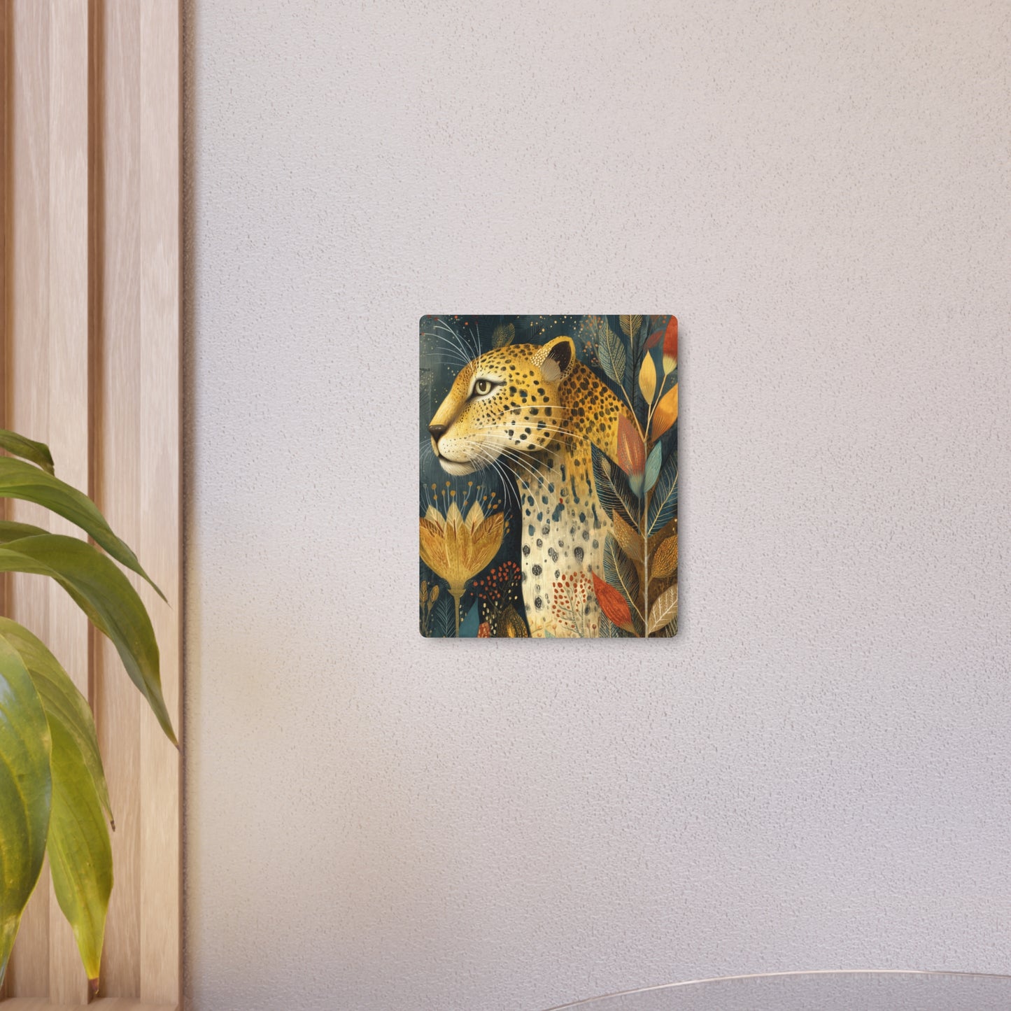 Vintage Leopard Metal Wall Art, Victorian Wildlife & Foliage