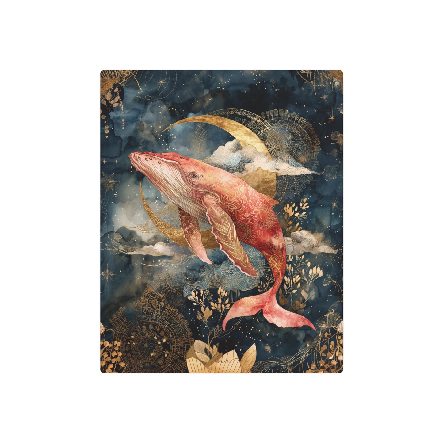 Pink Whale Metal Wall Art - Dreamy Blue Sky Home Decor piece