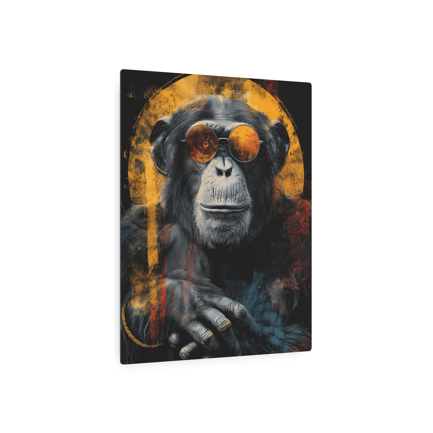 Stunning Chimp Silhouette Metal Wall Art with Sunglasses - Vintage Grunge Style Decor