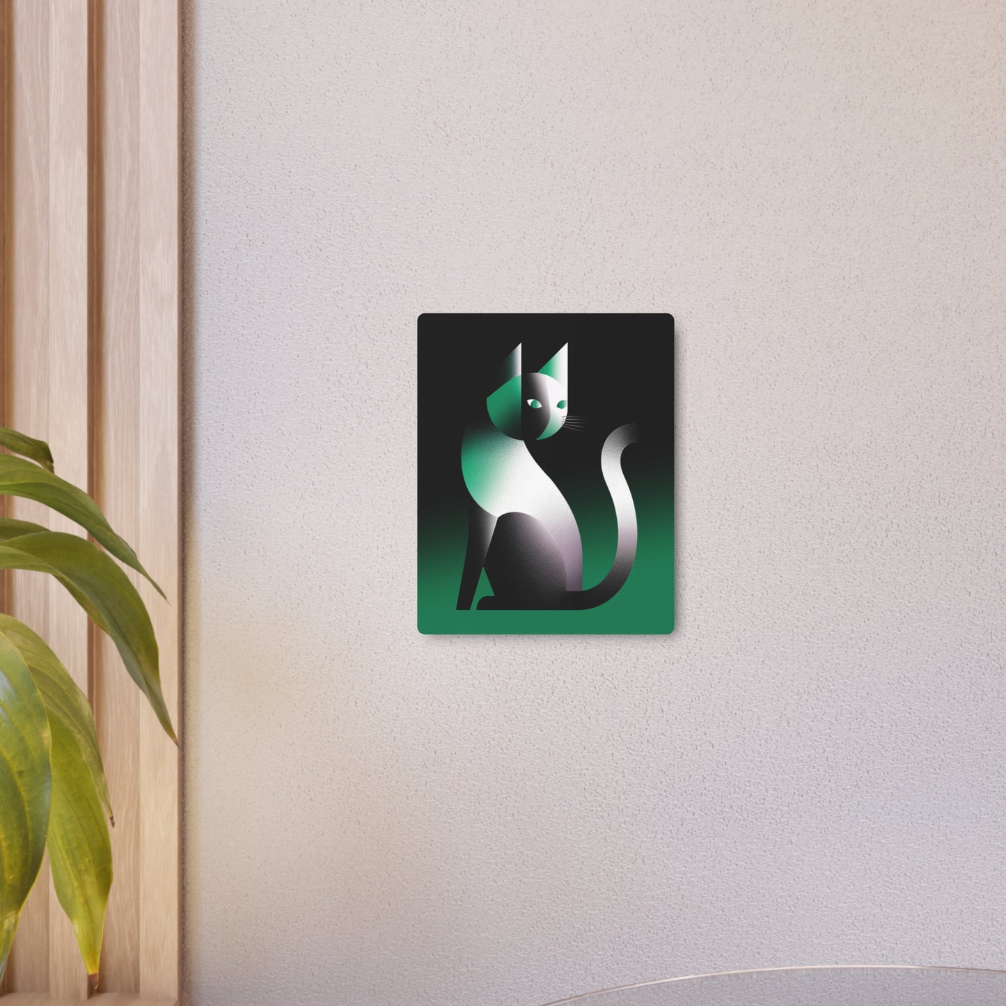 Picasso-Inspired Gradient Metal Wall Art: Charming Geometric Cat Design