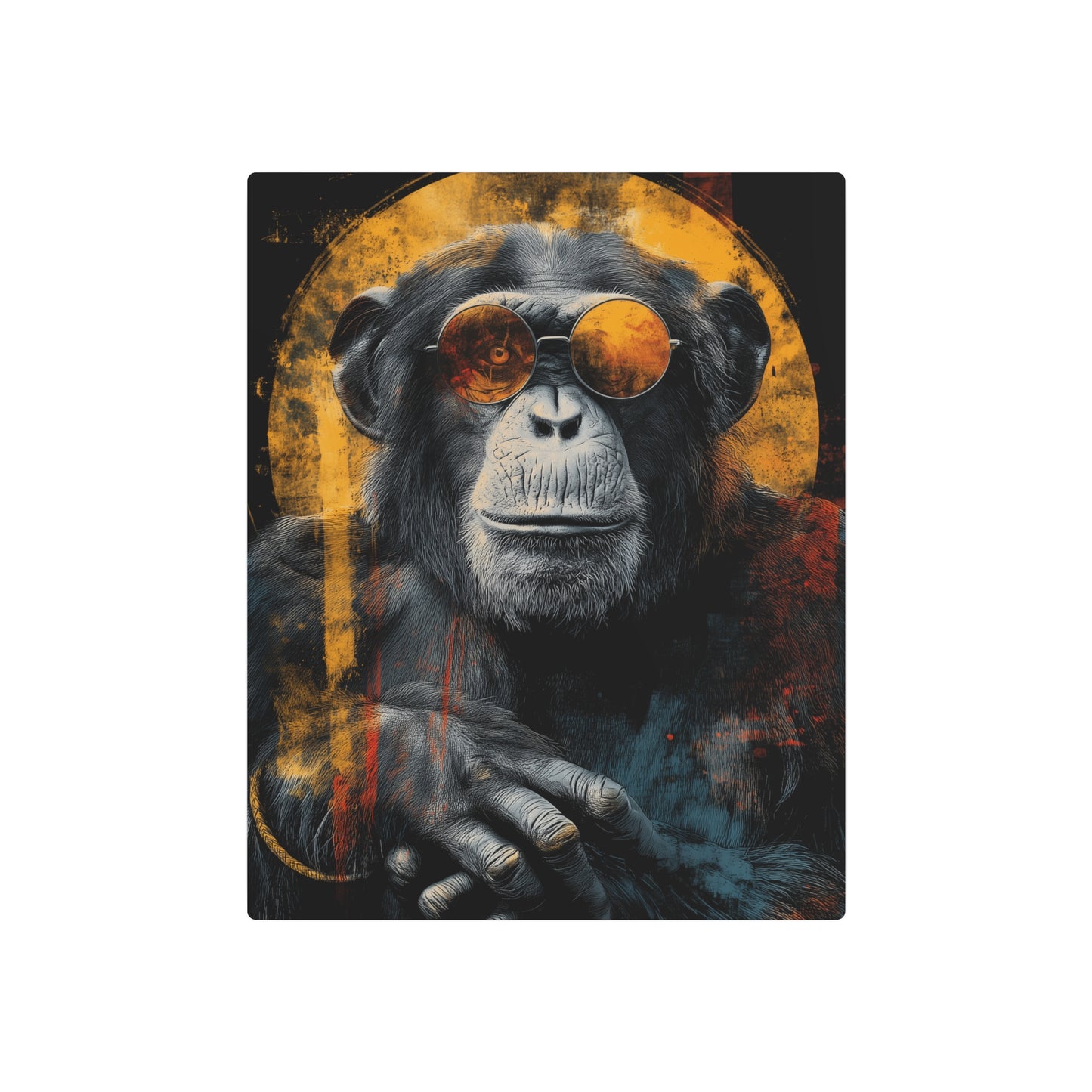 Stunning Chimp Silhouette Metal Wall Art with Sunglasses - Vintage Grunge Style Decor