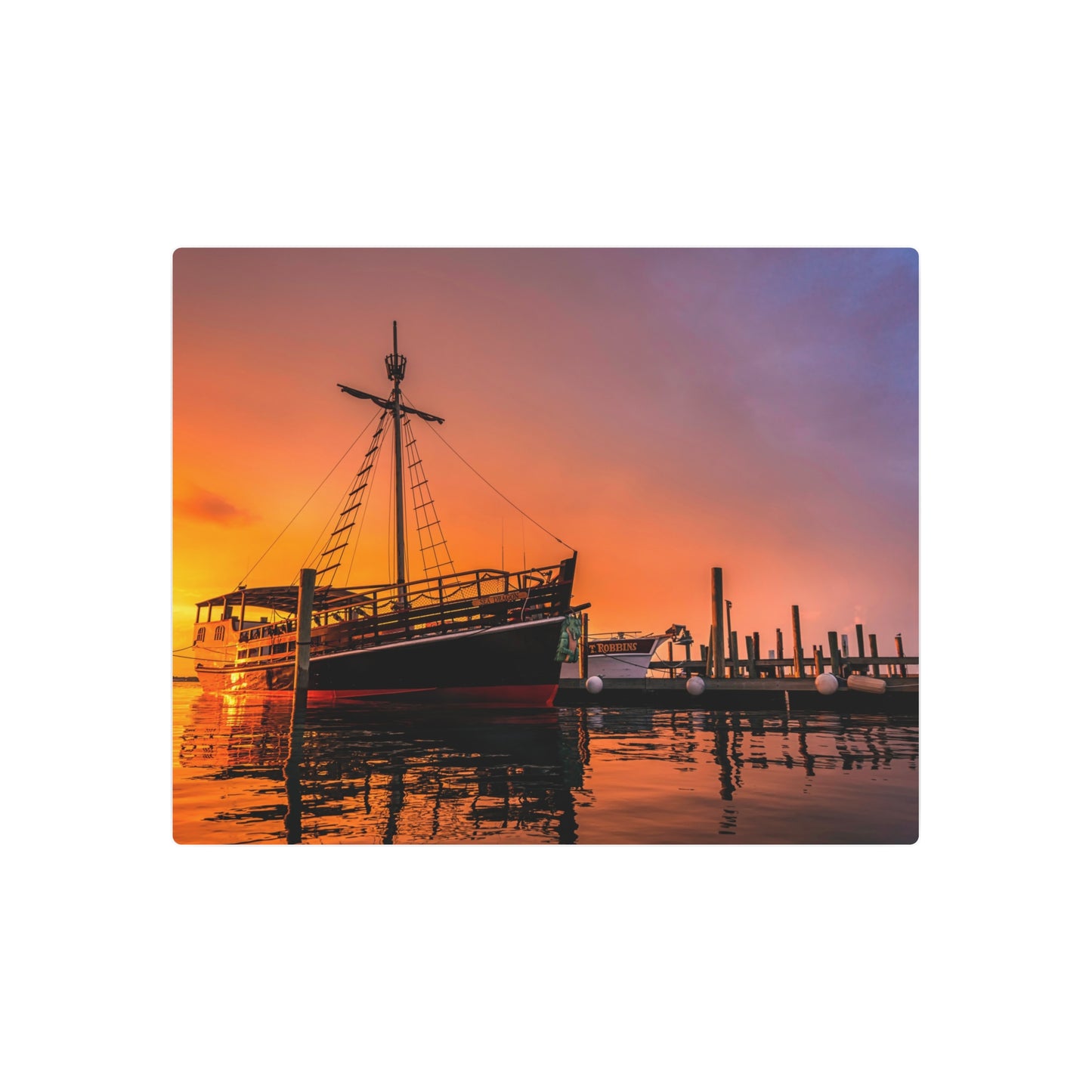Vibrant Pirate Ship Docked at Marina - Metal Wall Art