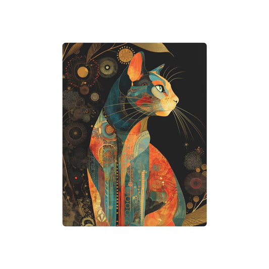 "Stunning Jeweled Space Cat Metal Wall Art - Modern, Intricate Feline Design" - Metal Wall Art Print