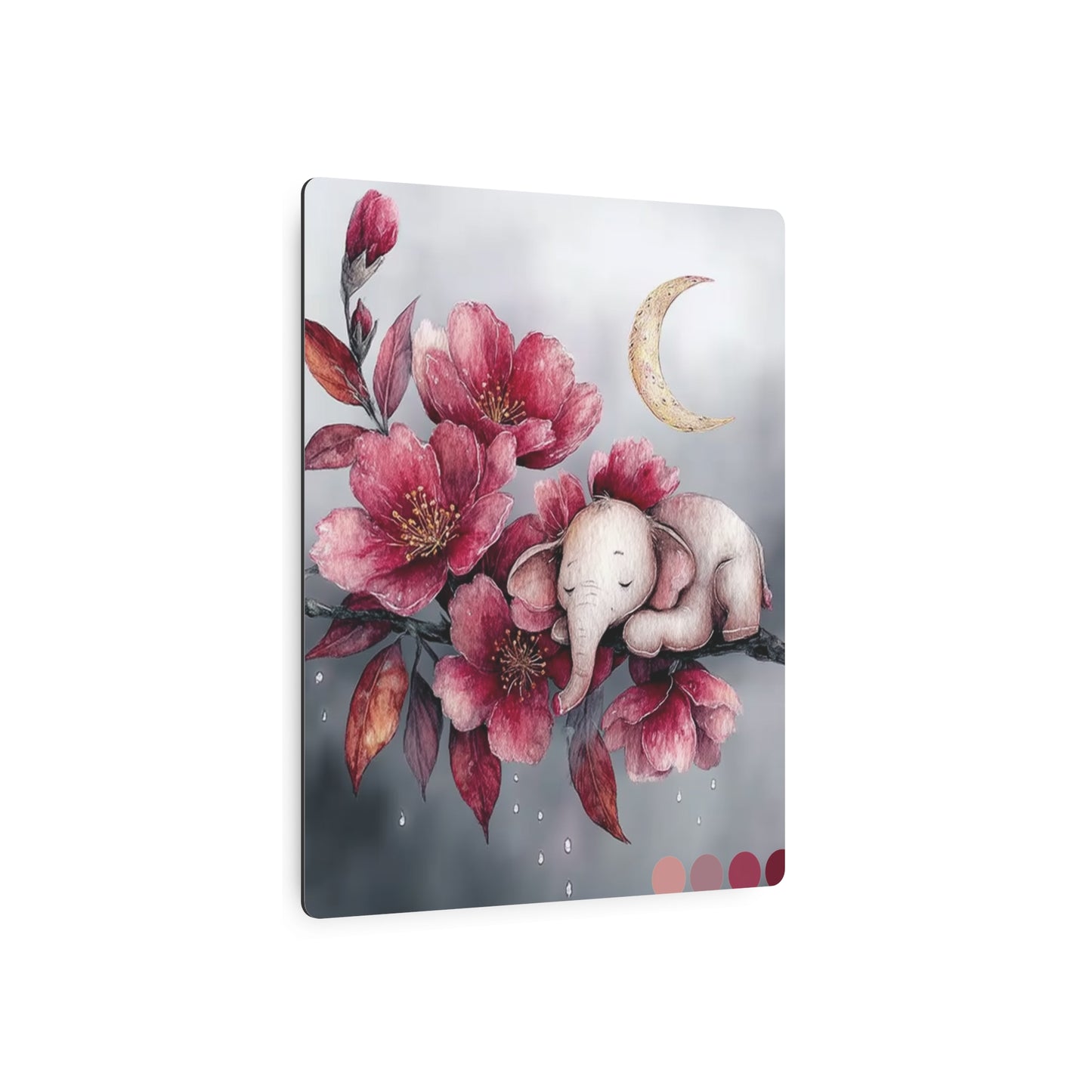 "Charming Baby Elephant & Giraffe Moon Slumber Metal Wall Art Sign"