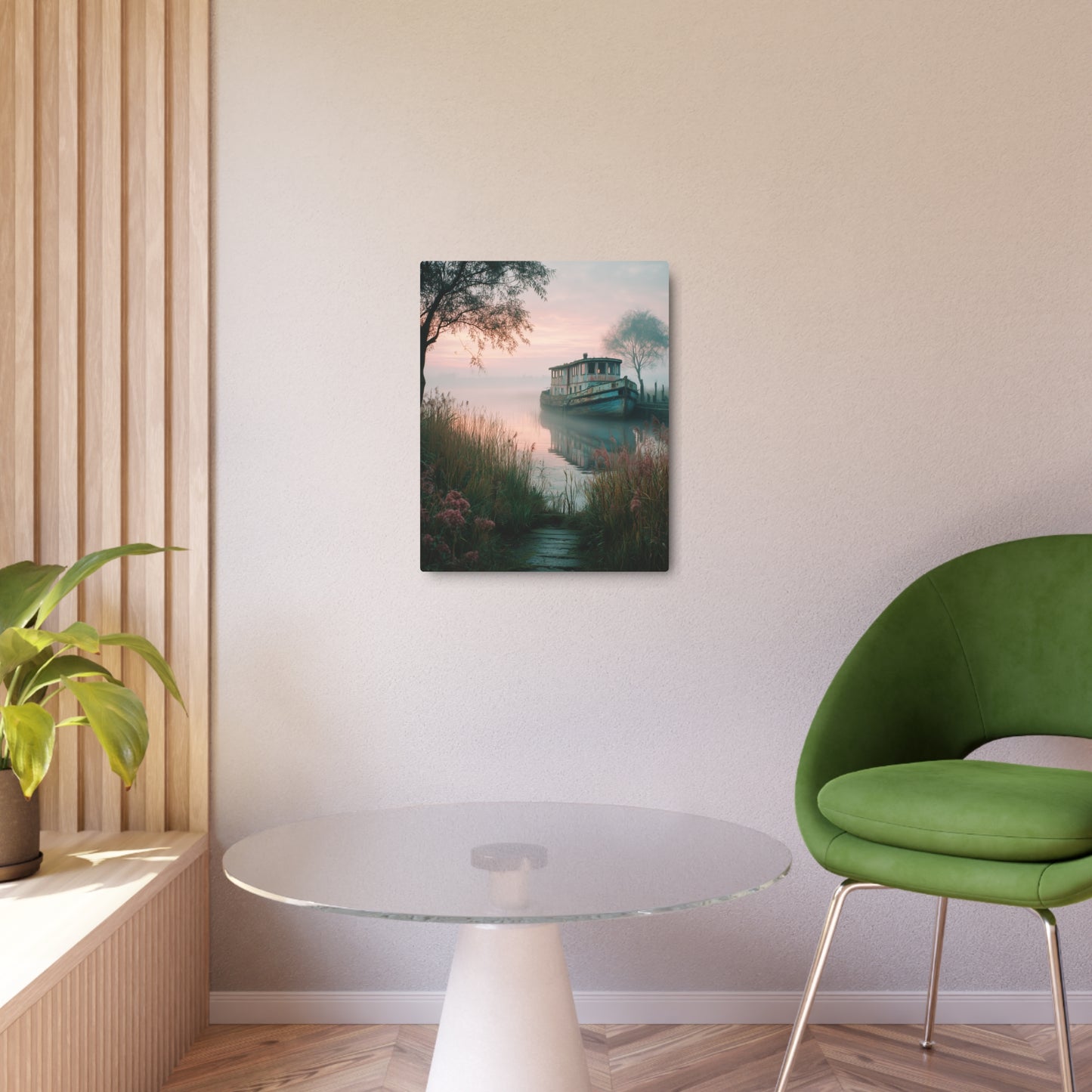 Sunrise at Abandoned Dock Metal Wall Art, Nautical Boat Photography Print