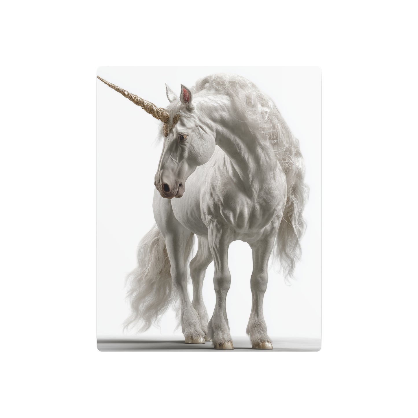 "Enchanting White Unicorn Metal Wall Art | Premium Full-Length Unicorn Design" - Metal Wall Art Print