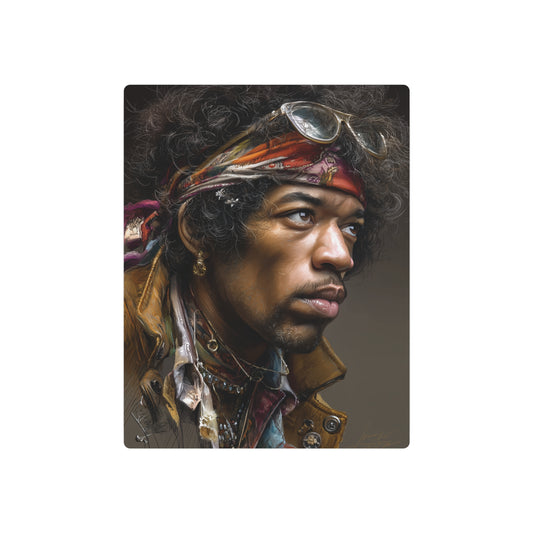 "Jimi Hendrix Legendary Color Side-Pose Metal Wall Art" - Metal Wall Art Print