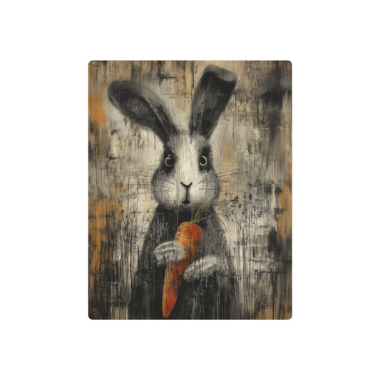 Adorable Bunny Metal Wall Art: Rustic Decor with Neutral Tones - Metal Wall Art Print