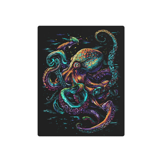 "Captivating Colorful Octopus Metal Wall Art in Dark Dan Mumford Style" - Metal Wall Art Print