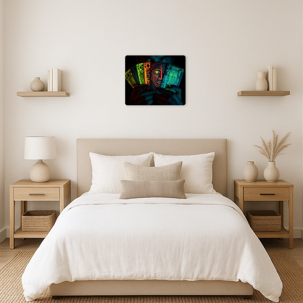 Vibrant Picasso-Inspired Neon Glow Metal Wall Art Print
