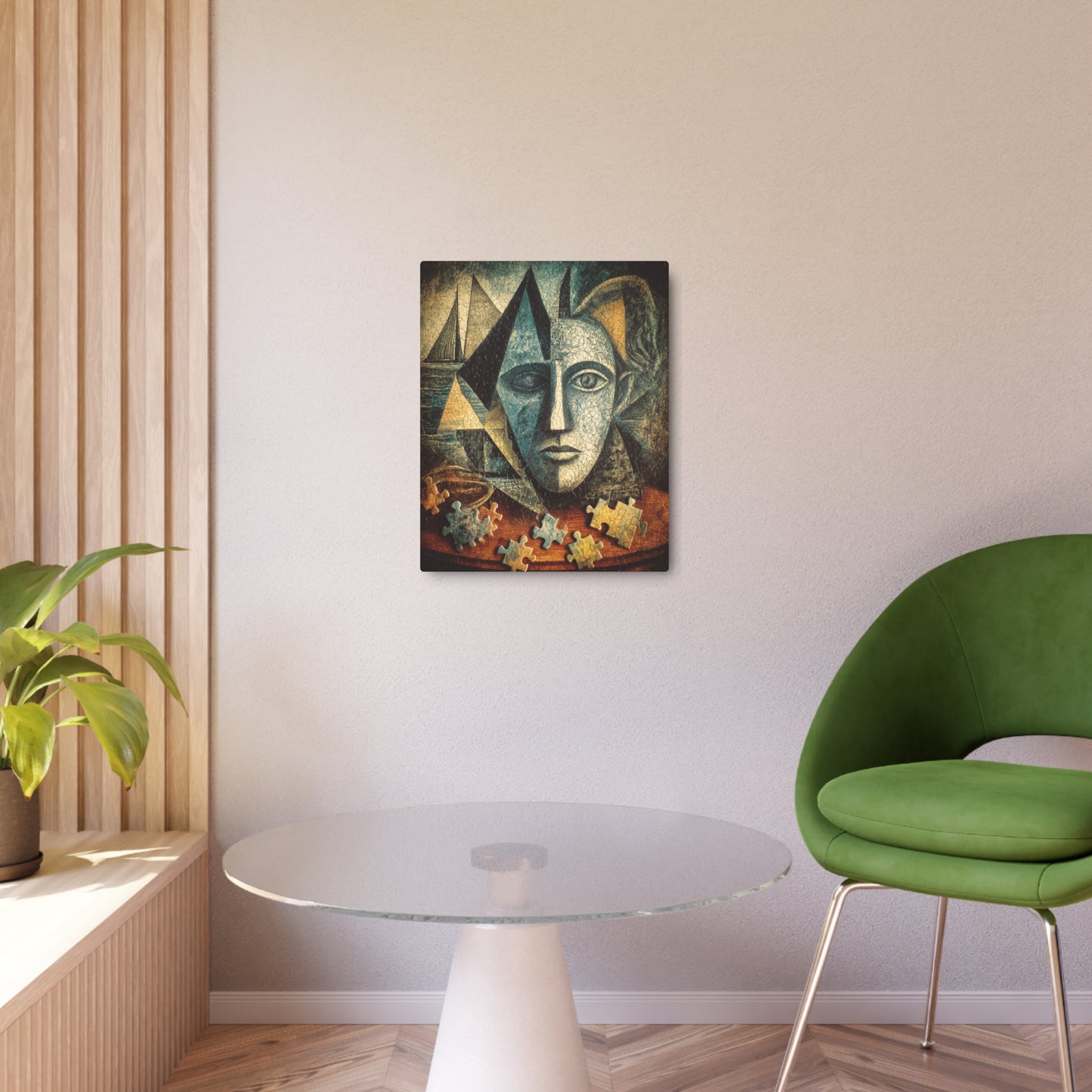 Intricate Pablo Picasso Sketch Art Metal Wall Print - Jigsaw Puzzle pieces scattered