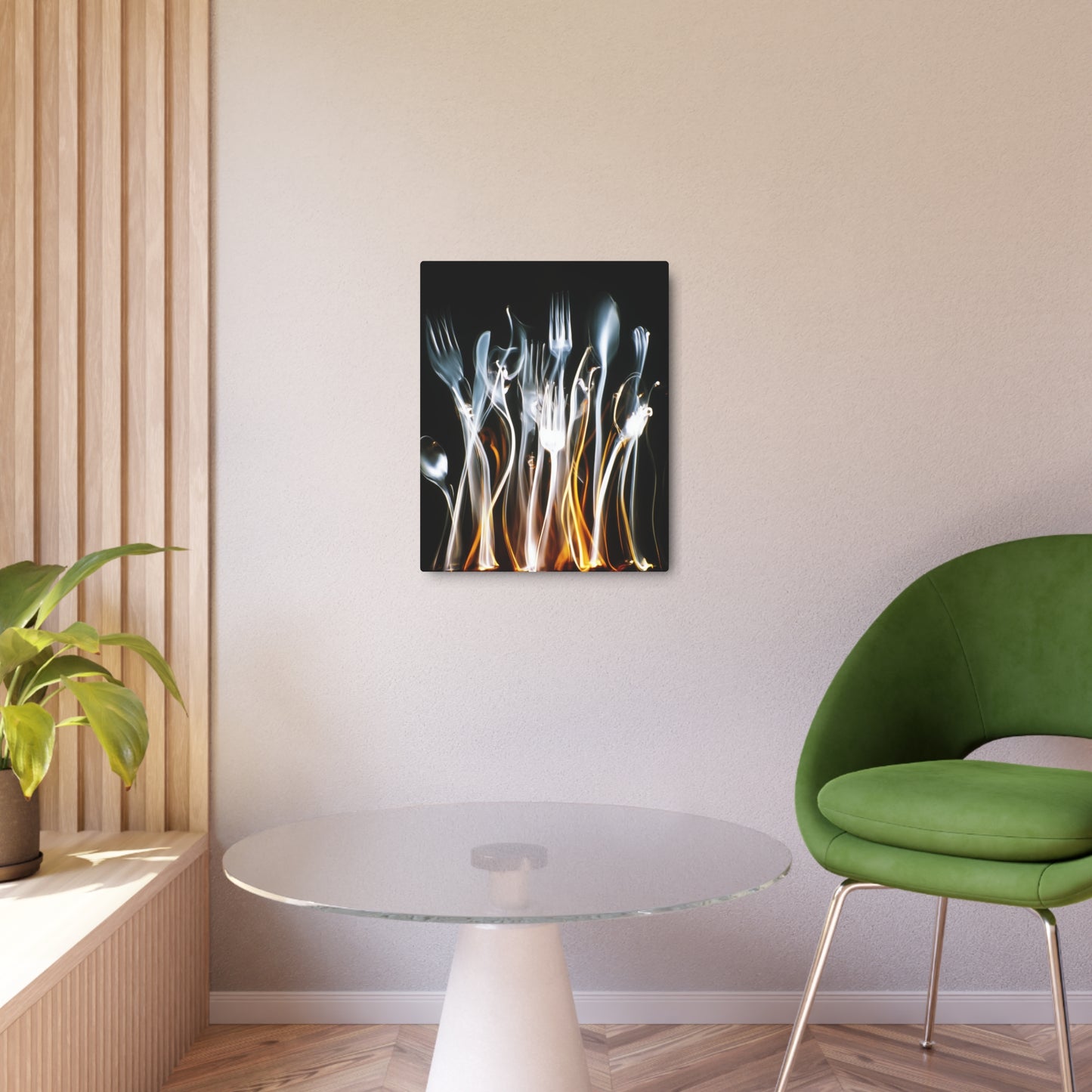 De Kooning-Inspired Abstract Wall Art – Metallic Print Cutlery Theme