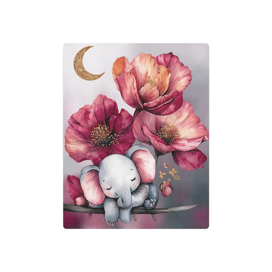 Adorable Baby Elephant & Giraffe Moon Metal Wall Art Sign – Perfect for Kids Room Décor - Metal Wall Art Print
