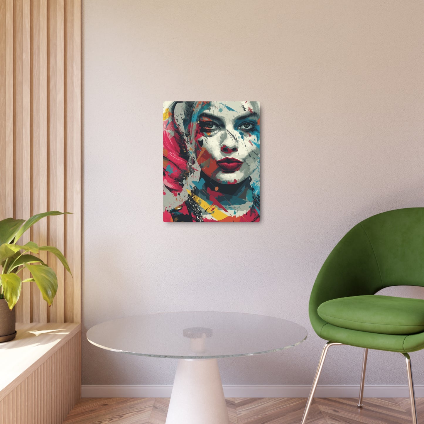Harley Quinn Closeup Abstract Metal Wall Art - Vibrant & Distinctive Home Decor