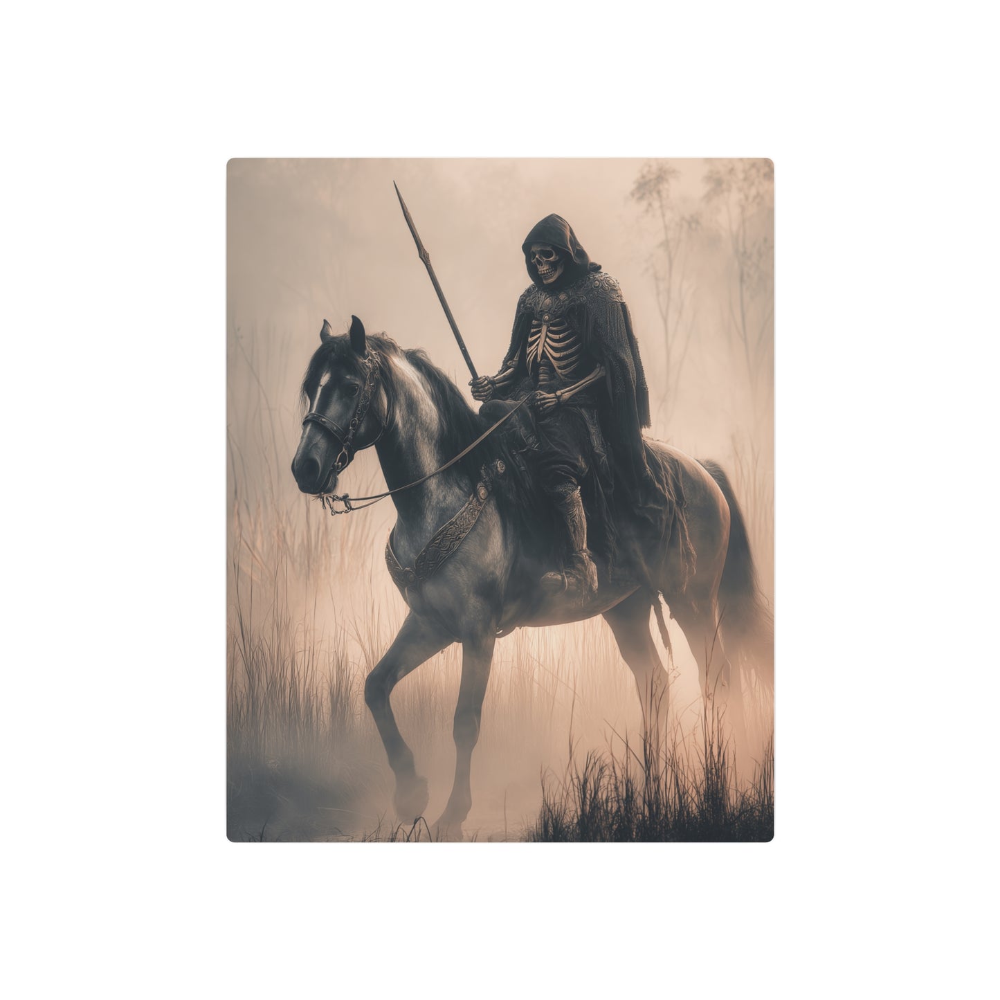 Epic Gothic Skeleton Rider Metal Wall Art Sign - A Stunning Fantasy Art Piece - Metal Wall Art Print
