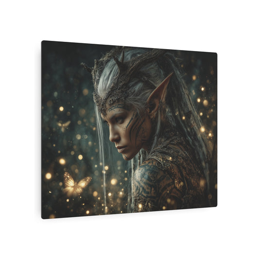 Enchanting Woodland Elf Metal Wall Art Tattoo Print with Antlers - Metal Wall Art Print