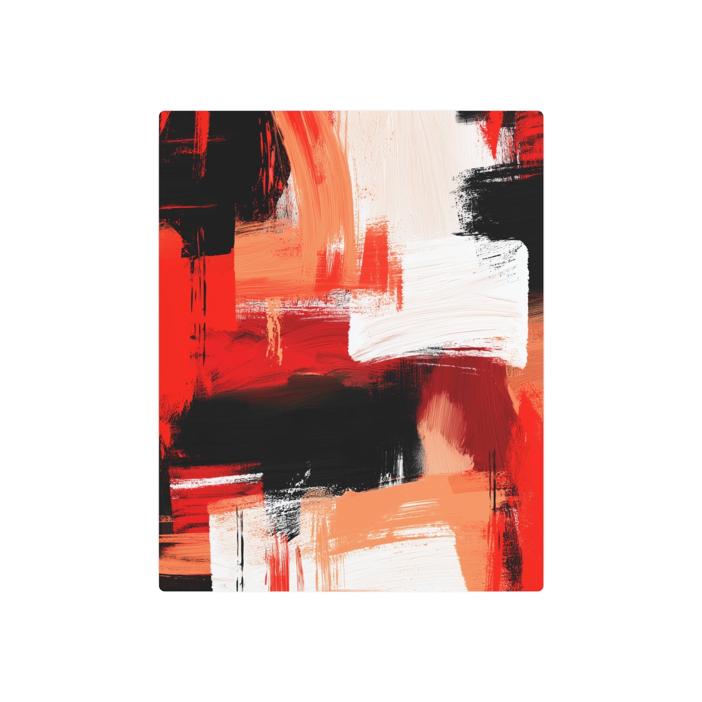 Abstract Bold Red & Black Digital Painting Metal Wall Art