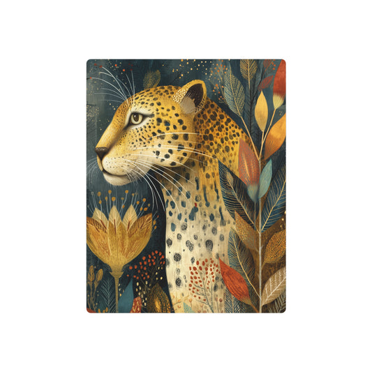 Vintage Leopard Metal Wall Art, Victorian Wildlife & Foliage - Metal Wall Art Print