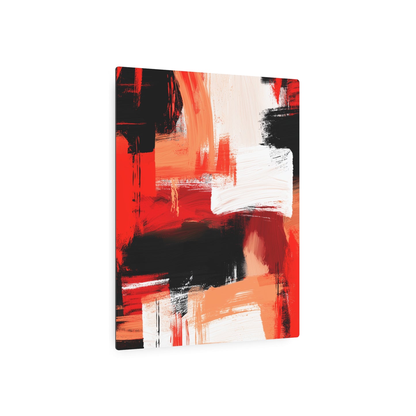 Abstract Bold Red & Black Digital Painting Metal Wall Art