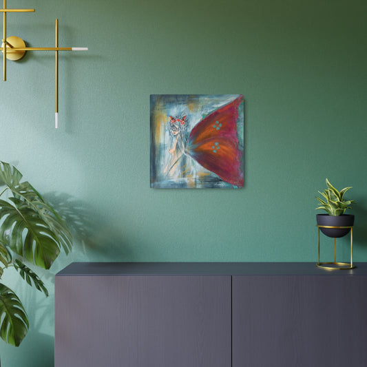 See No Evil Metal Art Sign - Abstract Woman with Butterfly Wing Original Artwork by Asia Popinska - High Quailty - Metal Wall Art Print