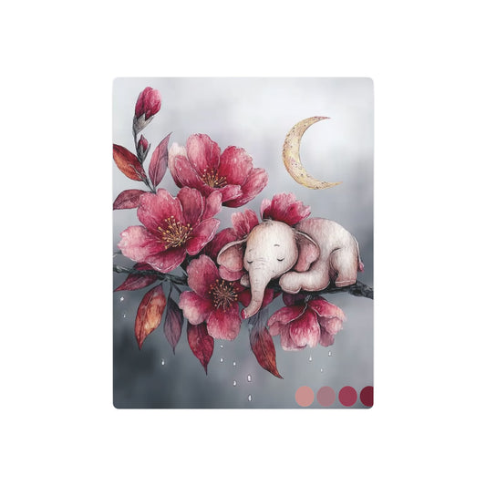 "Charming Baby Elephant & Giraffe Moon Slumber Metal Wall Art Sign" - Metal Wall Art Print
