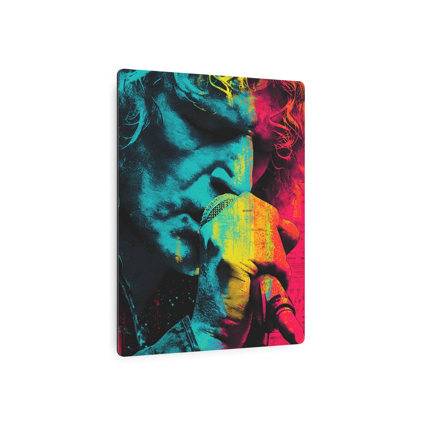 "Psychedelic Rock Poster Metal Wall Art: Neon Abstract of Robert Plant by Gabo"