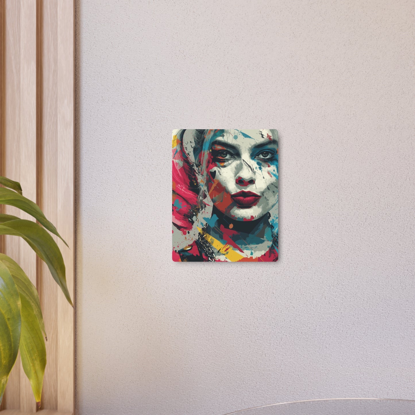Harley Quinn Closeup Abstract Metal Wall Art - Vibrant & Distinctive Home Decor