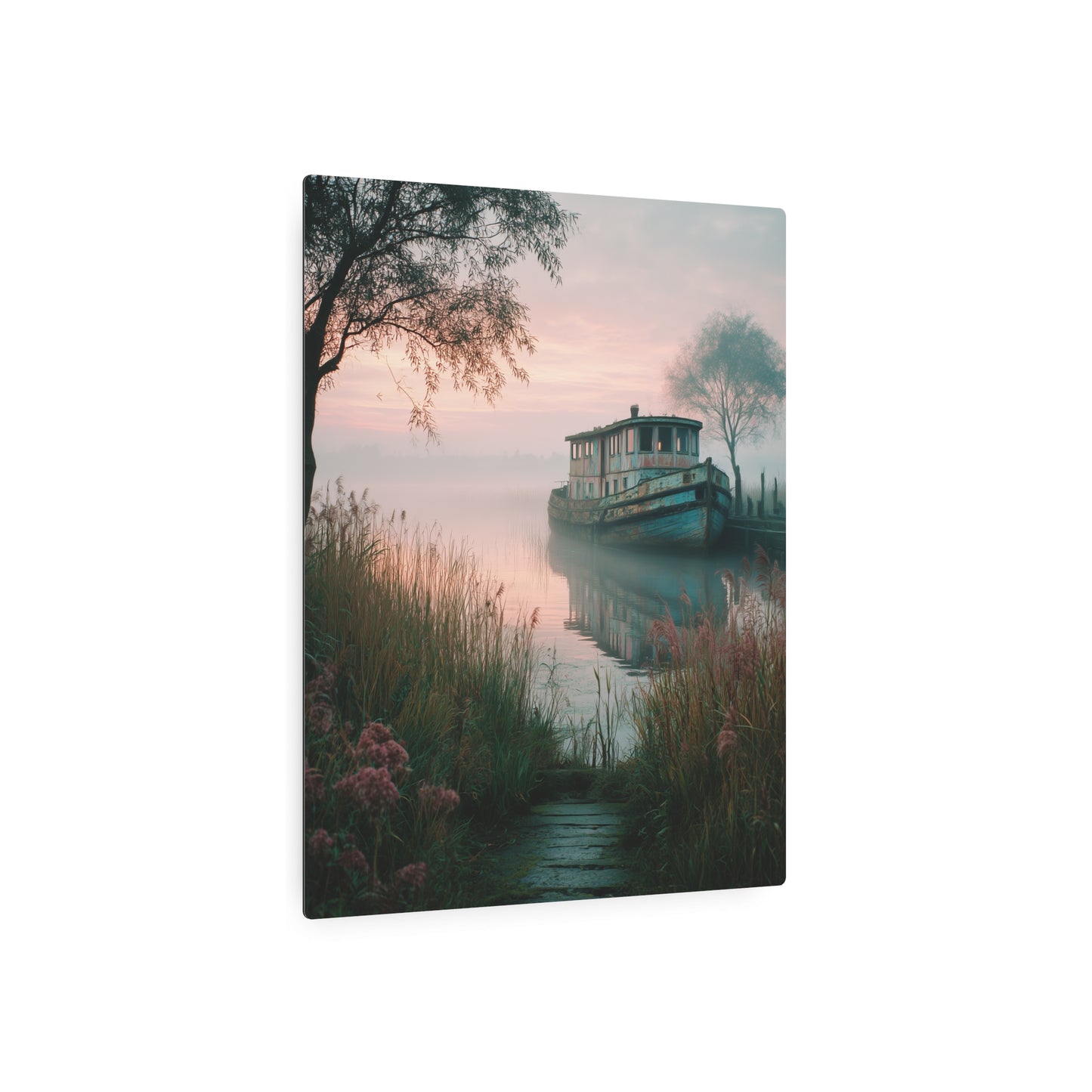 Sunrise at Abandoned Dock Metal Wall Art, Nautical Boat Photography Print