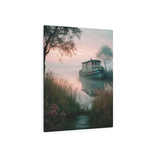 Sunrise at Abandoned Dock Metal Wall Art, Nautical Boat Photography Print - Metal Wall Art Print