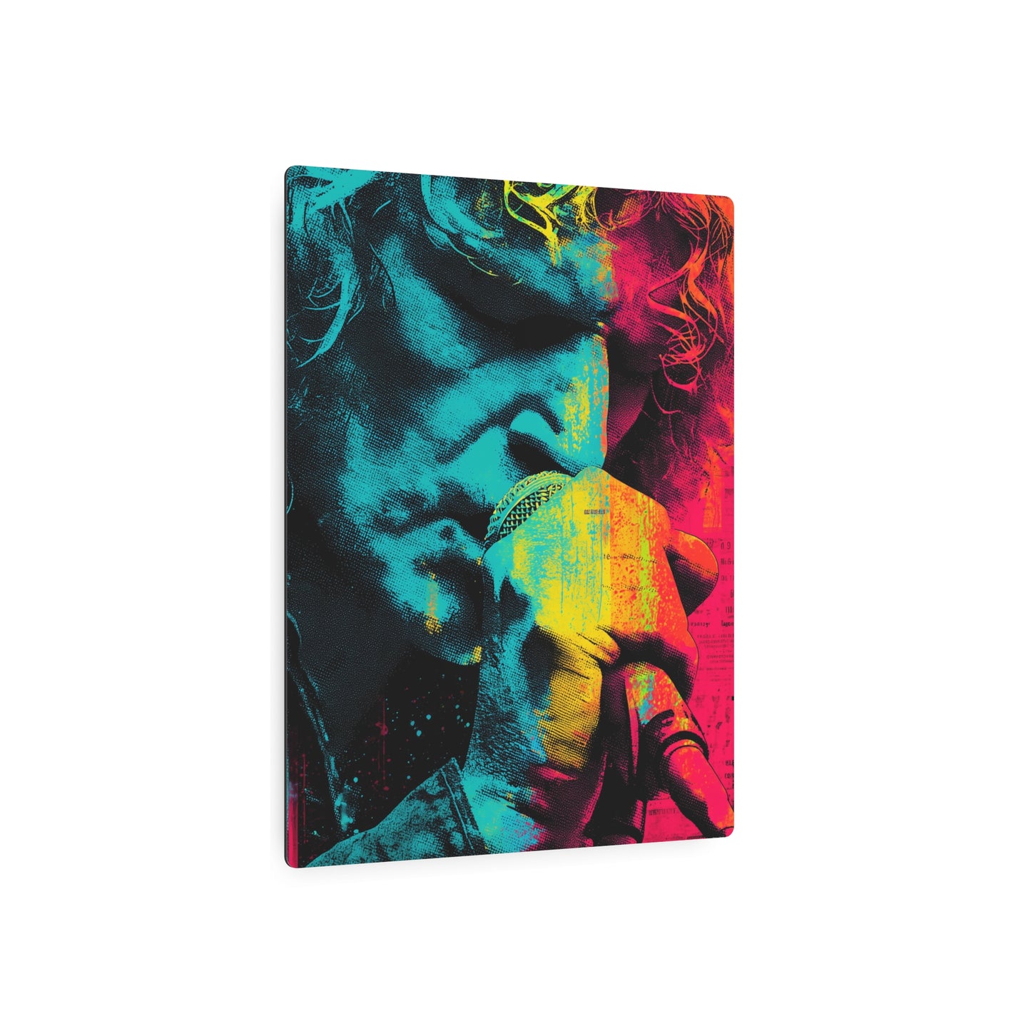 "Psychedelic Rock Poster Metal Wall Art: Neon Abstract of Robert Plant by Gabo"