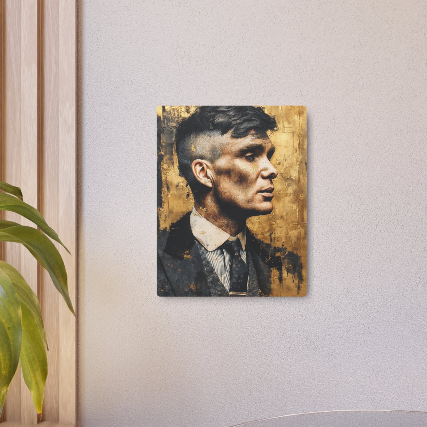 "Iconic Thomas Shelby Metal Wall Art in Gold & Black - Peaky Blinders Decor"
